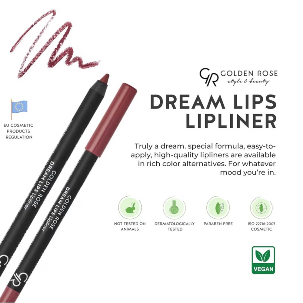 Golden Rose Dream Lips Lipliner Highly Pigmented, Easy-to-apply Lip Pencil (531)